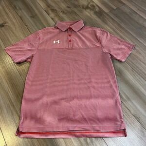 Under Armour Polo Shirt Striped HeatGear Loose Fit Men Small Bin O-19‎